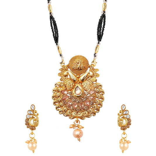 18K Gold Plated Traditional Long Mangsalsutra Jewellery Set for Women with Earrings (SJ_2779)