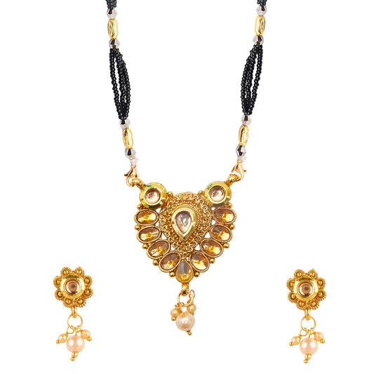 18K Gold Plated Traditional Long Mangsalsutra Jewellery Set for Women with Earrings (SJ_2780)