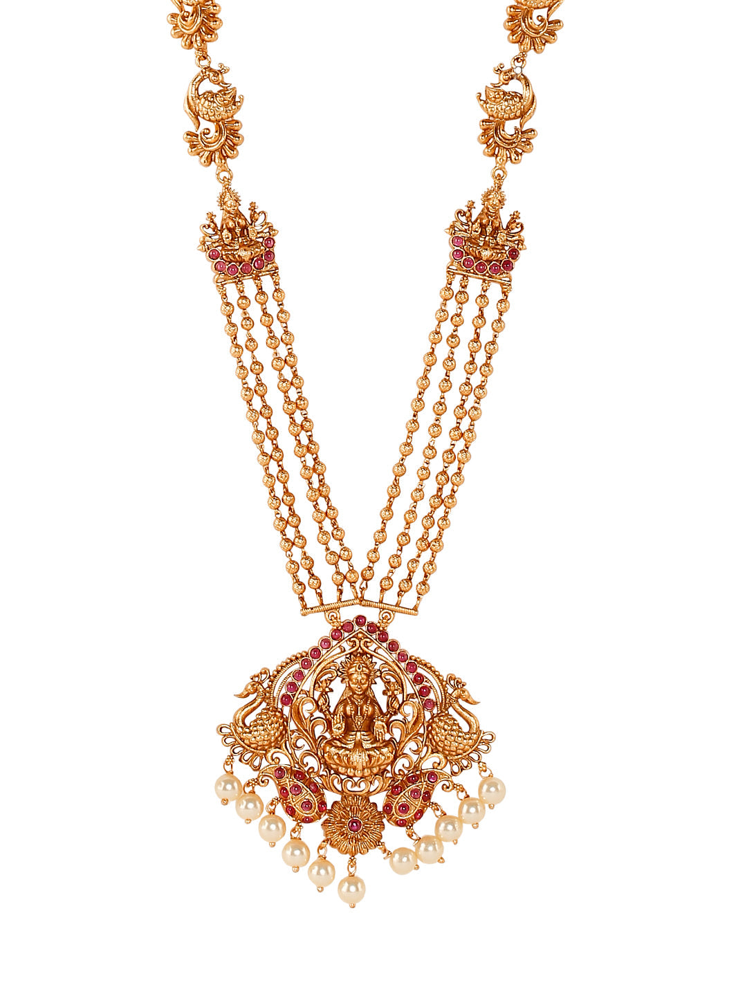 Handcrafted 18K Antique Gold Plated Godess Lakshmi Temple Jewellery Necklace With Matching Earring For Women (SJ_2795)