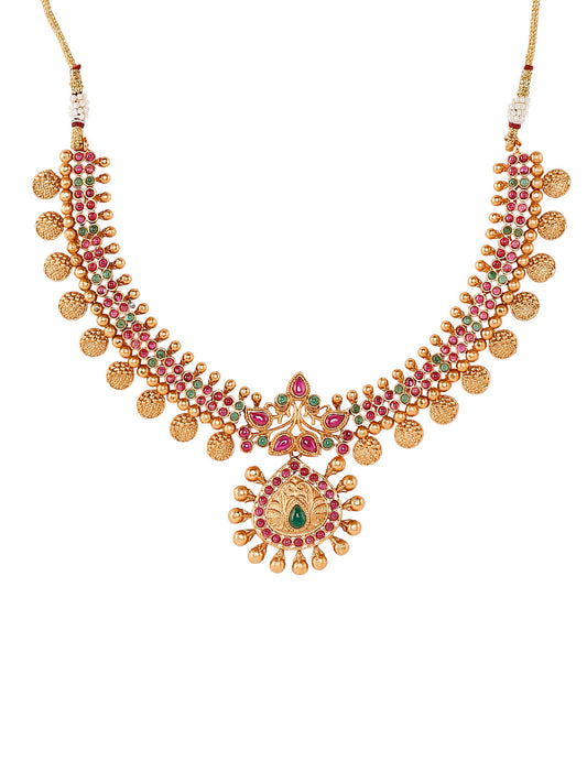 Handcrafted 18K Antique Gold Plated Designer Jewellery Necklace With Matching Earring For Women (SJ_2804)