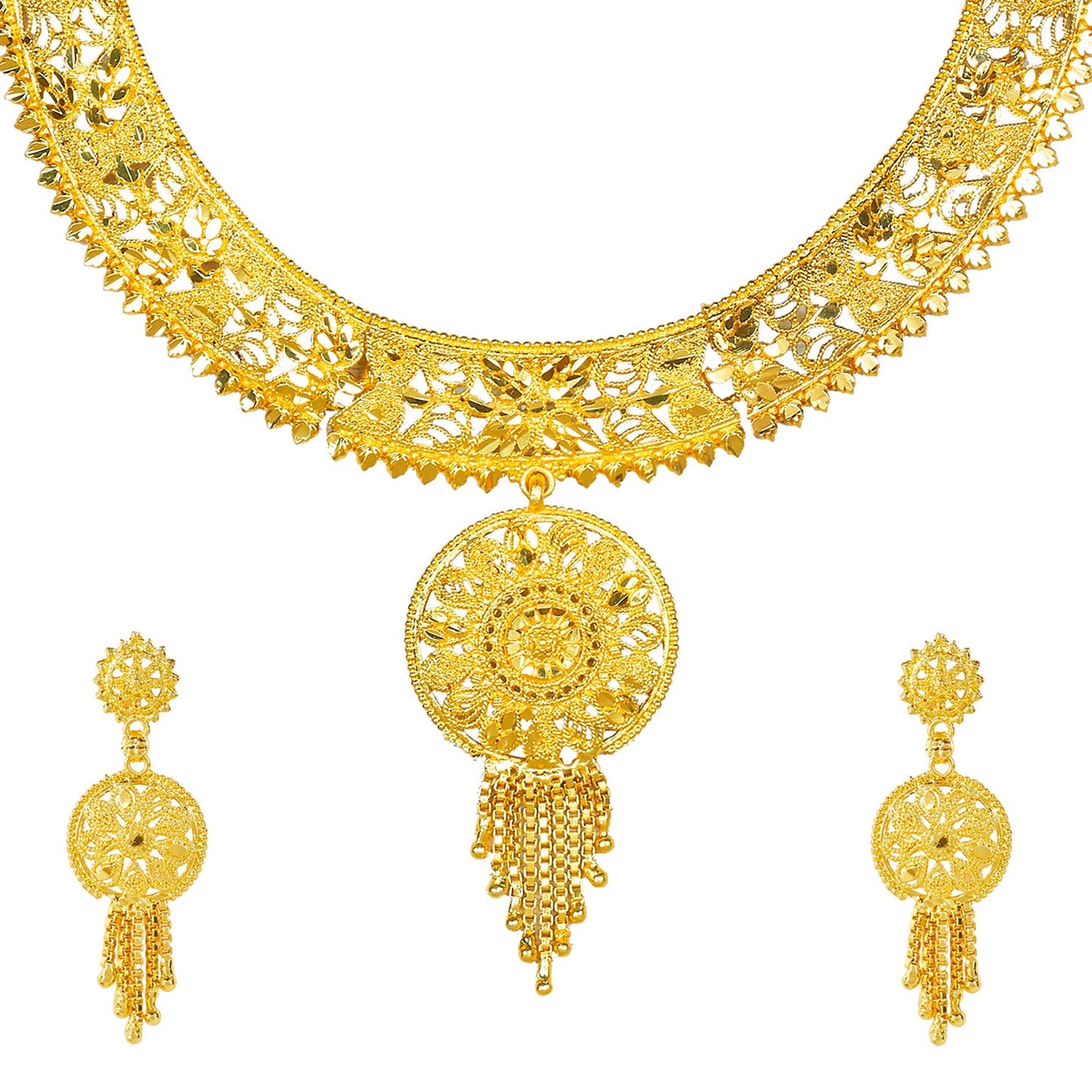 Traditional Indian One gram Gold Bridal Dulhan 22K Gold Plated Hi Micron Jewellery Set for Women (SJ_2805)