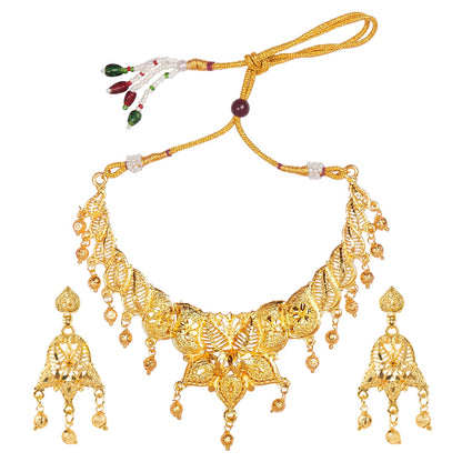 Traditional Indian One gram Gold Bridal Dulhan 22K Gold Plated Hi Micron Jewellery Set for Women (SJ_2810)