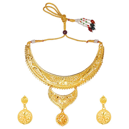 Traditional Indian One gram Gold Bridal Dulhan 22K Gold Plated Hi Micron Jewellery Set for Women (SJ_2811)