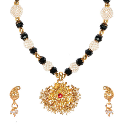 Traditional Indian Handcrafted 22K Gold Plated Designer Fancy Mangalsutra Thushi mala Necklace Pendant Set For Women (SJ_2814)