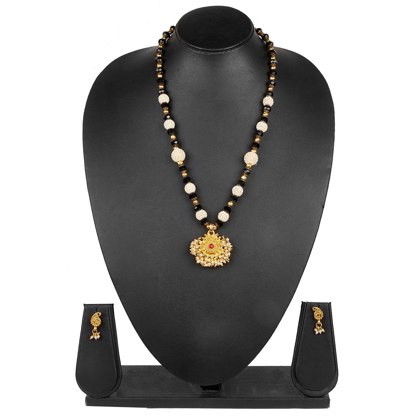 Traditional Indian Handcrafted 22K Gold Plated Designer Fancy Mangalsutra Thushi mala Necklace Pendant Set For Women (SJ_2814)