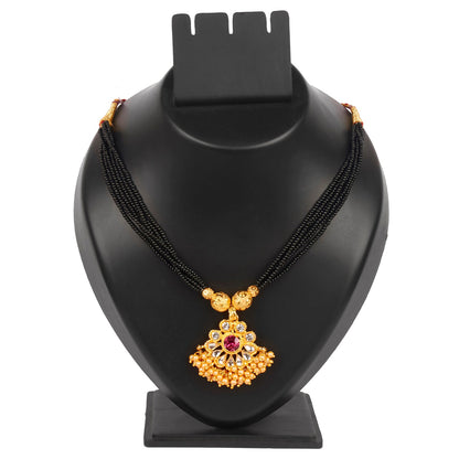 Traditional Indian Handcrafted 22K Gold Plated Designer Fancy Mangalsutra Thushi mala Necklace Pendant Set For Women (SJ_2819)