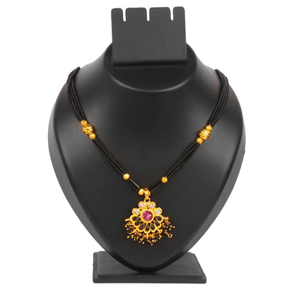 Traditional Indian Handcrafted 22K Gold Plated Designer Fancy Mangalsutra Thushi mala Necklace Pendant Set For Women (SJ_2820)