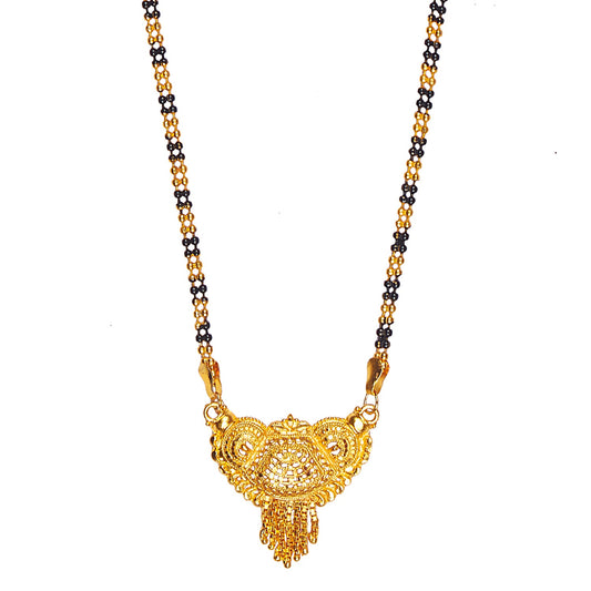 24K Gold Plated Traditional Indian Long Mangsalsutra Pendant Chain for Women (SJ_2826)