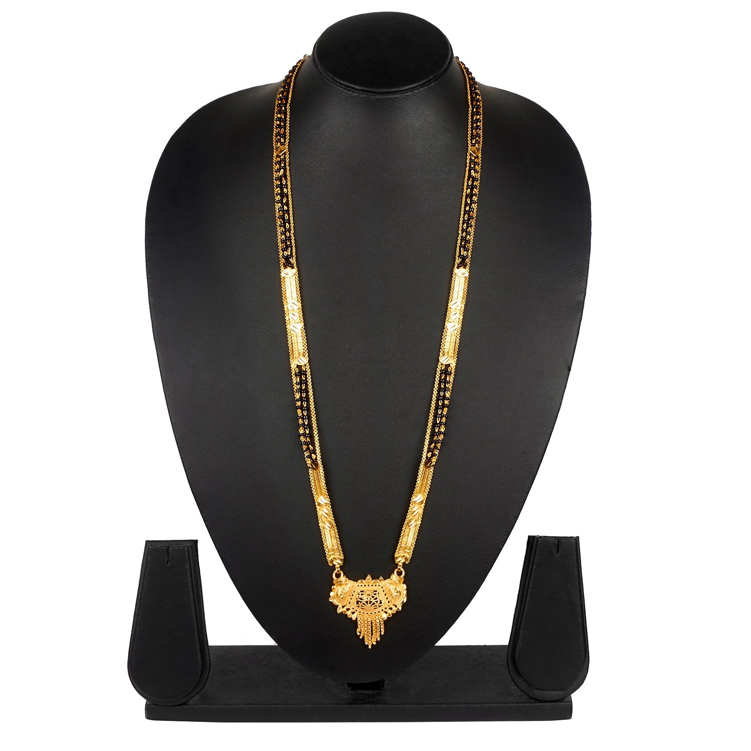 Long Necklace/Gold Necklace/ 3 Line Matar Mala/green Mala/Temple Neckl |  Erajewels
