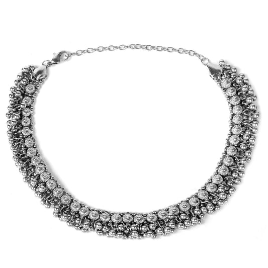 Oxidised Atique Silver Stylish Contemporary and Chic Necklace for Women (SJ_2829)