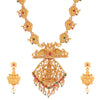 Handcrafted 18K Antique Gold Plated Godess Lakshmi Temple Jewellery Necklace With Matching Earring For Women (SJ_2838)