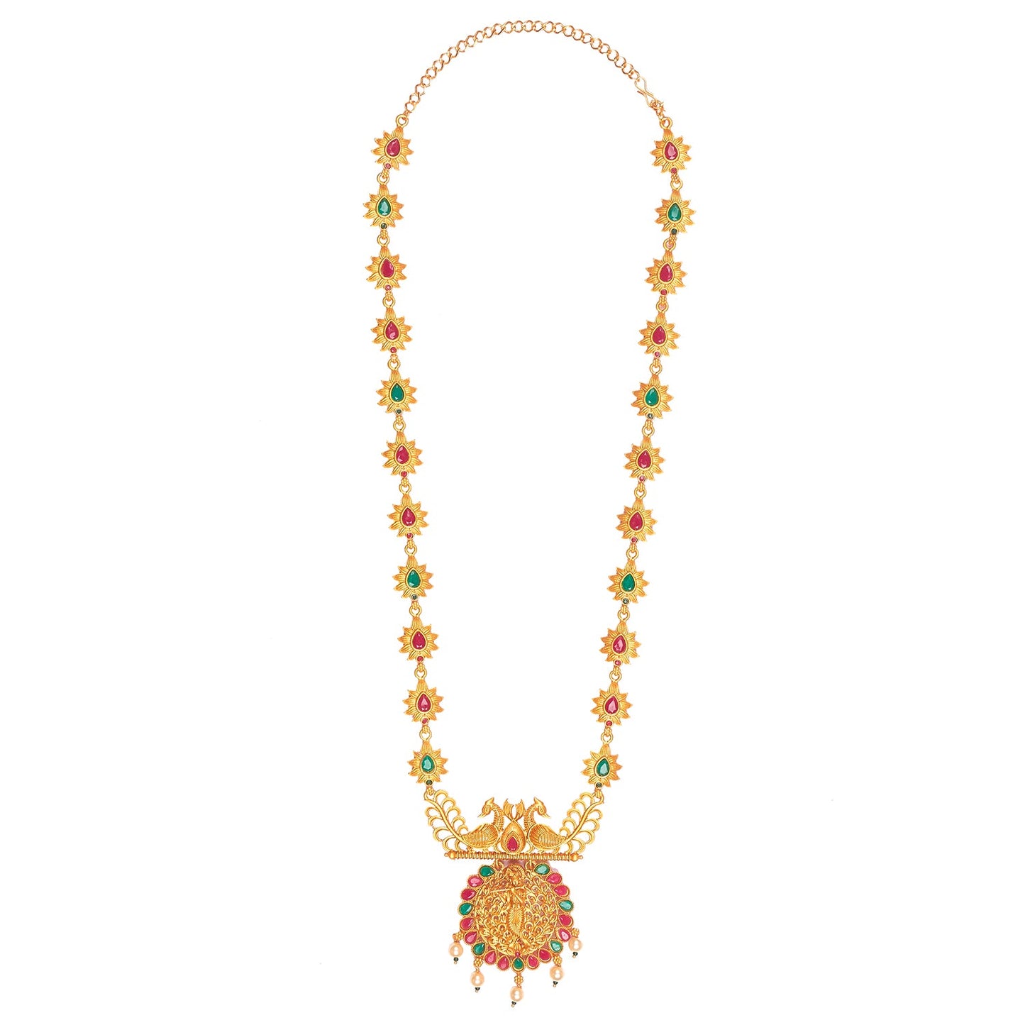 Handcrafted 18K Antique Gold Plated Lord Krishna Temple Jewellery Necklace With Matching Earring For Women (SJ_2839)