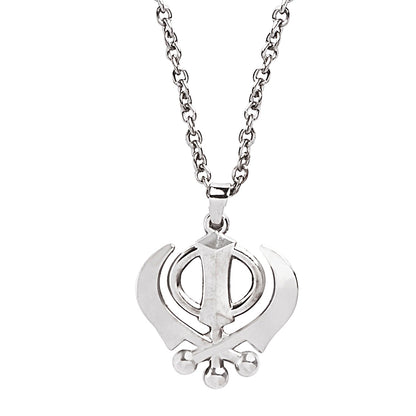 316 Stainless Steel Silver Punjabi Sikh Khanda Symbol Pendant for Men & Boys (SJ_2841)