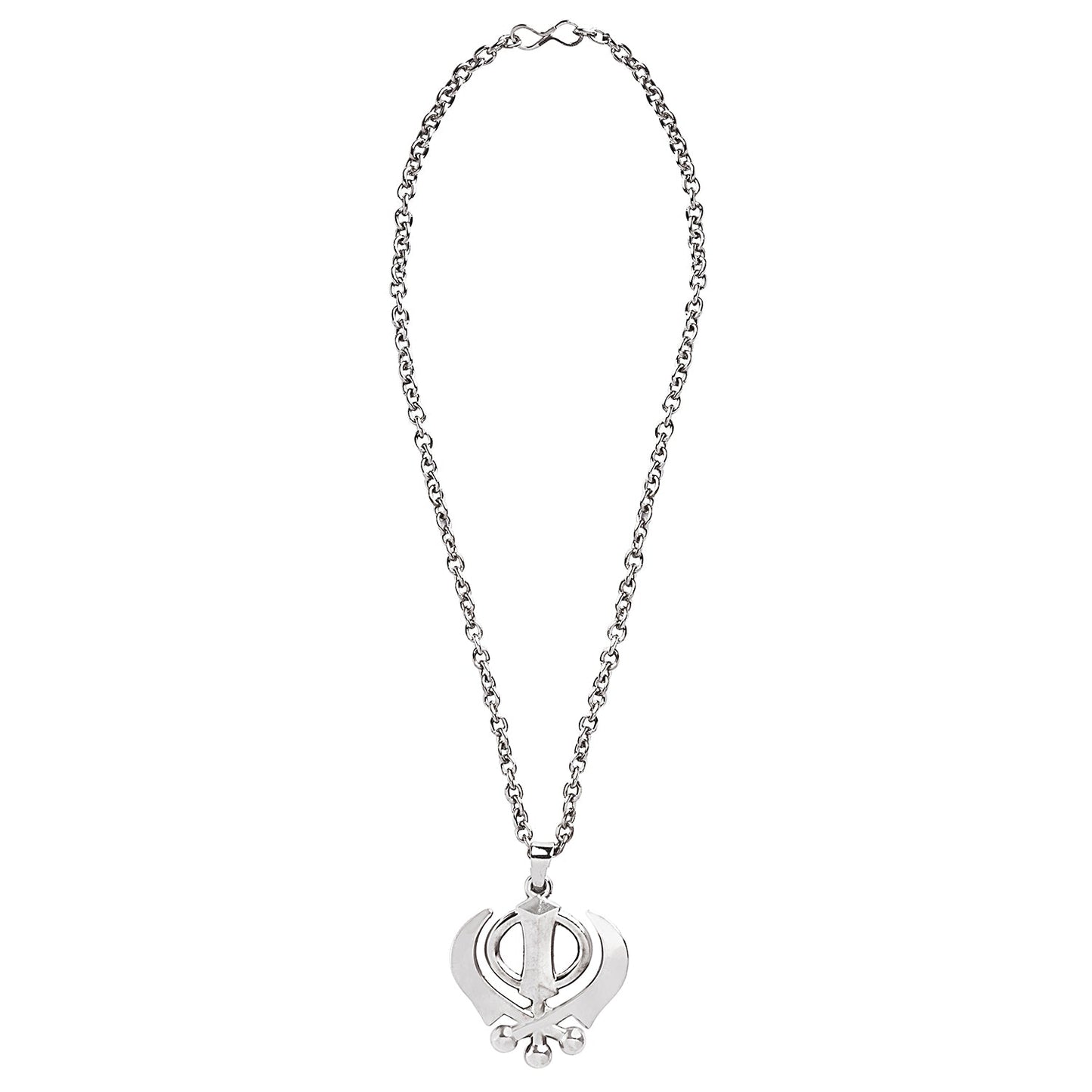 316 Stainless Steel Silver Punjabi Sikh Khanda Symbol Pendant for Men & Boys (SJ_2841)