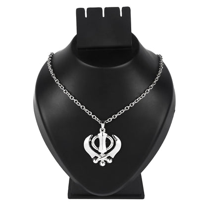 316 Stainless Steel Silver Punjabi Sikh Khanda Symbol Pendant for Men & Boys (SJ_2841)