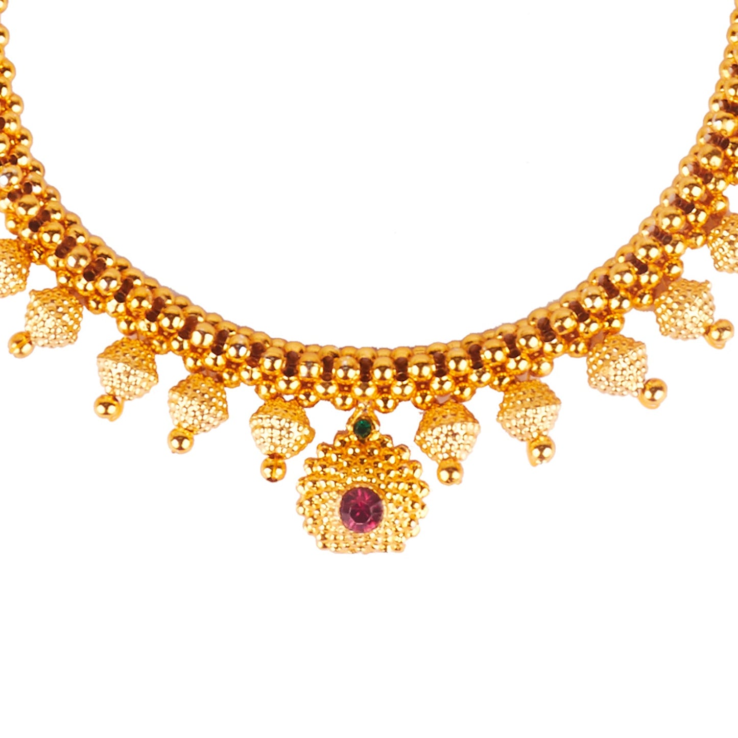 24K Gold Plated One Gram Traditional Thushi Necklace For Women (SJ_2844)