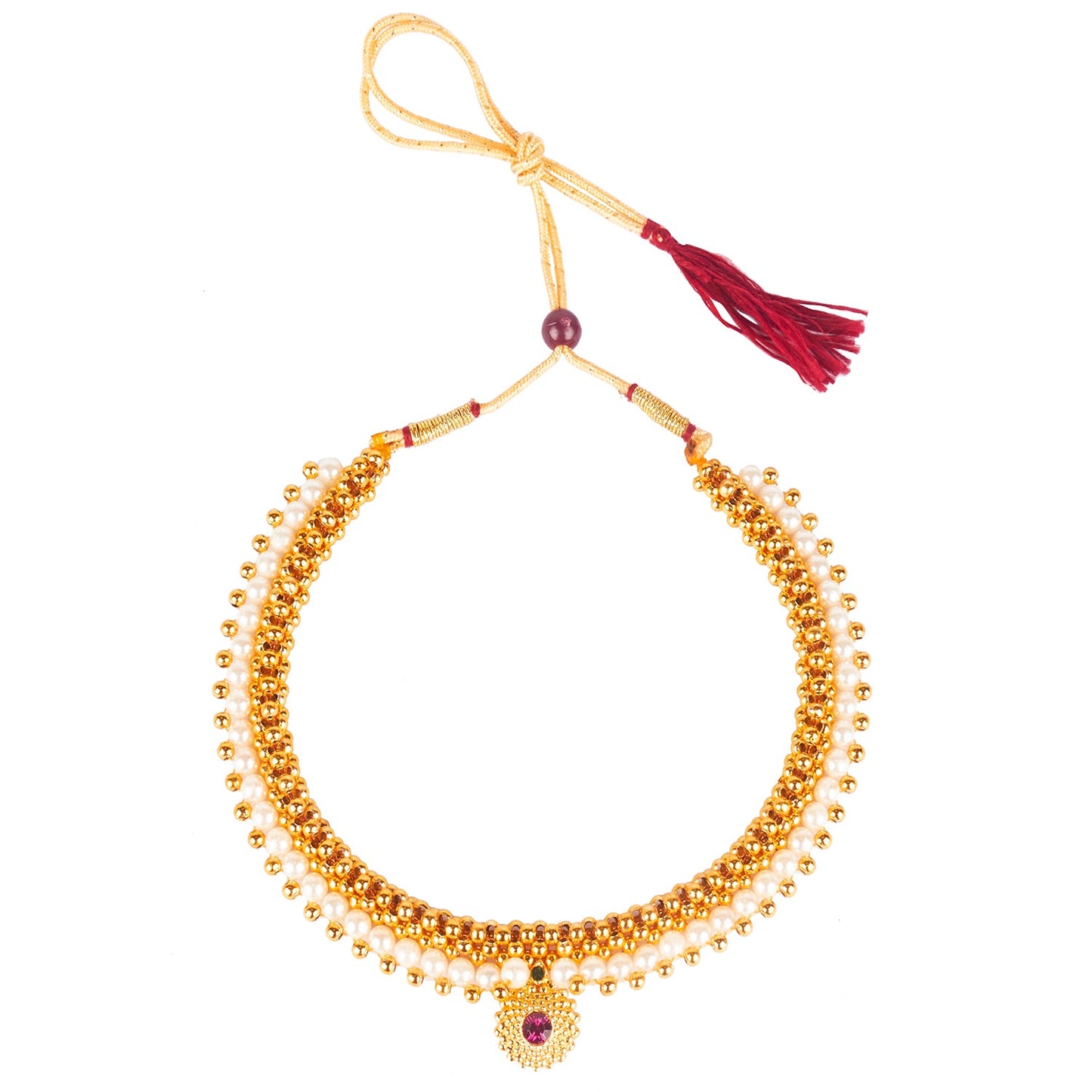 24K Gold Plated One Gram Traditional Thushi Necklace For Women (SJ_2845)