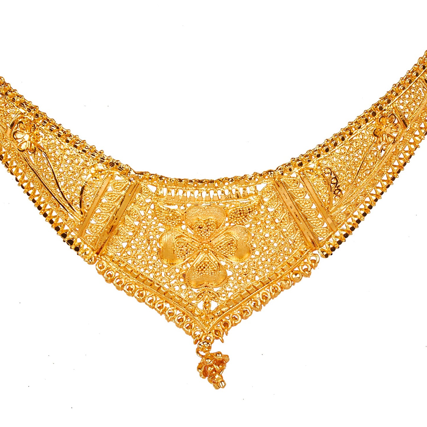 Traditional Indian One Gram Gold Bridal Dulhan 22K Gold Plated Hi Micron Choker Jewellery Set for Women (SJ_2846)