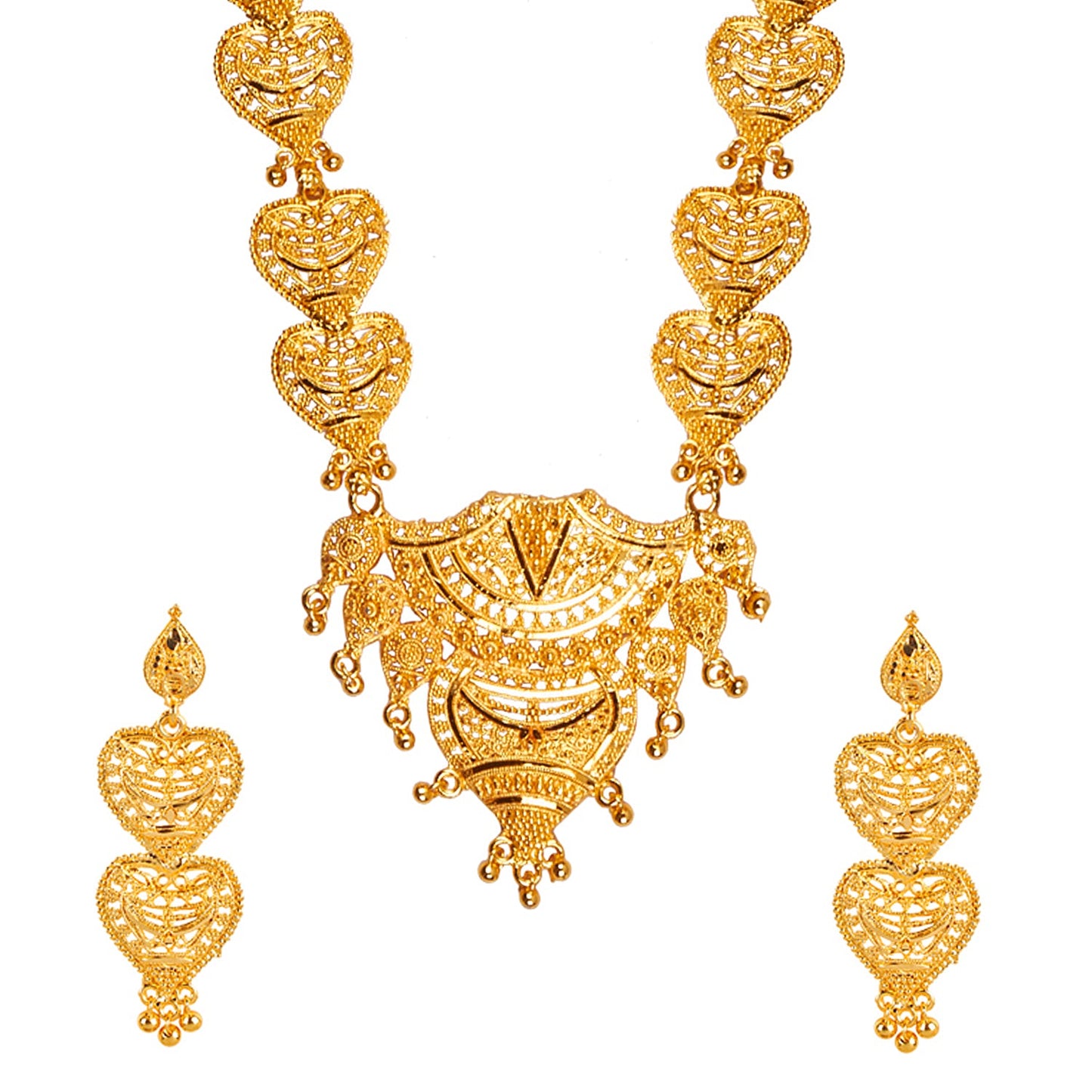 Traditional Indian One Gram Gold Bridal Dulhan 22K Gold Plated Hi Micron Raani Haar Haram Jewellery Set for Women (SJ_2848)