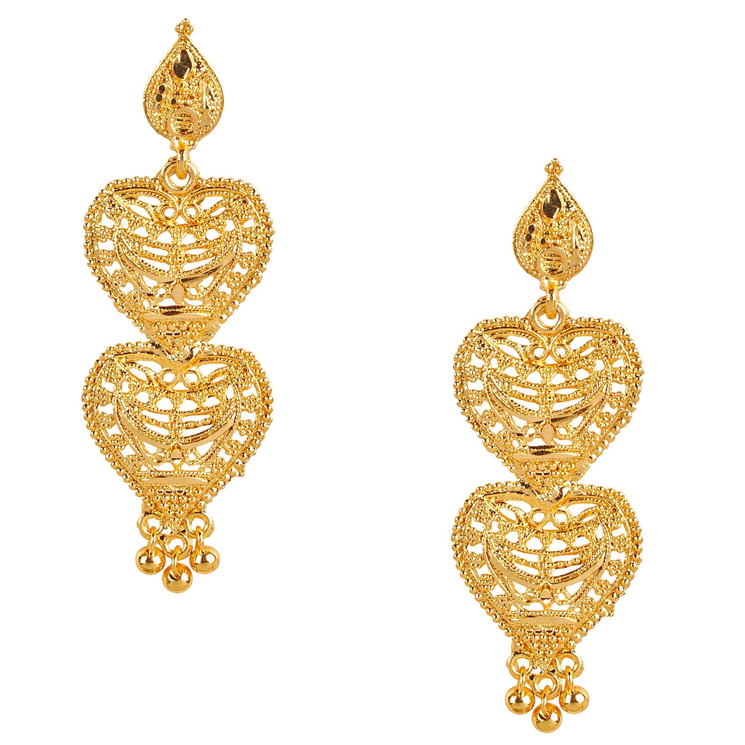 Buy SHARALLE Gold Tone Splendid Chandbali Hoop with Jhumka Earring for  Women One Gram Gold Plated Earrings South Indian Temple Design at Amazon.in