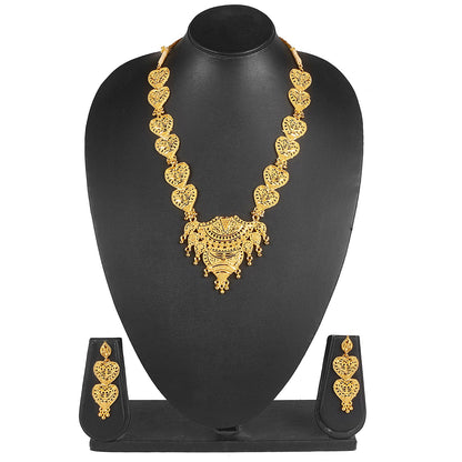 Traditional Indian One Gram Gold Bridal Dulhan 22K Gold Plated Hi Micron Raani Haar Haram Jewellery Set for Women (SJ_2848)