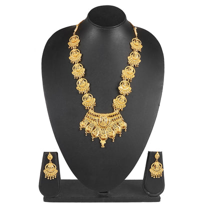 Traditional Indian One Gram Gold Bridal Dulhan 22K Gold Plated Hi Micron Raani Haar Haram Jewellery Set for Women (SJ_2849)