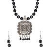 Antique Silver Oxidised Adjustable Afghani Etnic Stylish Designer Combo Necklace Jewellery Set for Women (SJ_2852)