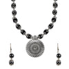 Antique Silver Oxidised Adjustable Afghani Etnic Stylish Designer Combo Necklace Jewellery Set for Women (SJ_2856)