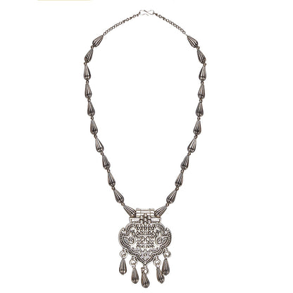 Antique Silver Oxidised Adjustable Afghani Etnic Stylish Designer Combo Necklace Jewellery Set for Women (SJ_2859)