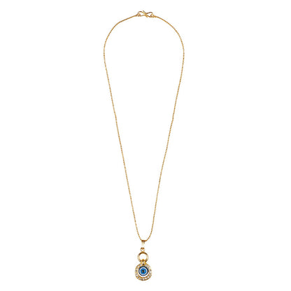 24K Gold Plated CZ and Crystal Studded Designer Stylish Fasionable Evil Eye Pendant Necklace for Women and Girls (SJ_2860)