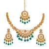 18K Antique Gold Plated One Gram Bridal Jewellery  Combo Necklace Set with Tikka and Earrings for Women (SJ_2863)