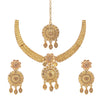 18K Antique Gold Plated One Gram Bridal Jewellery  Combo Necklace Set with Tikka and Earrings for Women (SJ_2864)