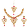 18K Antique Gold Plated One Gram Bridal Jewellery  Combo Necklace Set with Tikka and Earrings for Women (SJ_2868)