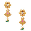 Pure Copper One Gram  Kundan and Ruby Emerald CZ Studded Necklace Combo Jewellery Set for Women wiith  Kundan Earrings for Women (SJ_2872)