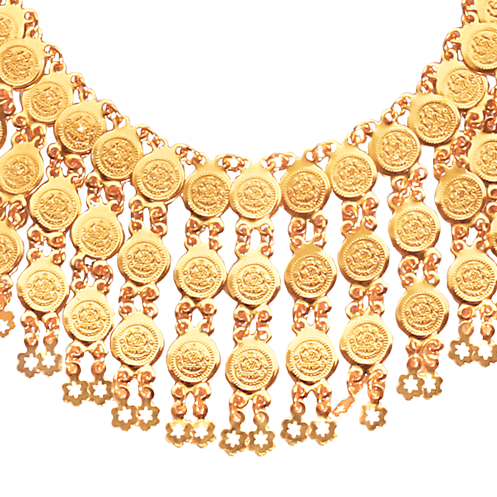 22K Traditional Designer Ethnic Bridal Multilayer Lakshmi Gold Coin Necklace Set For Women (SJ_2877)