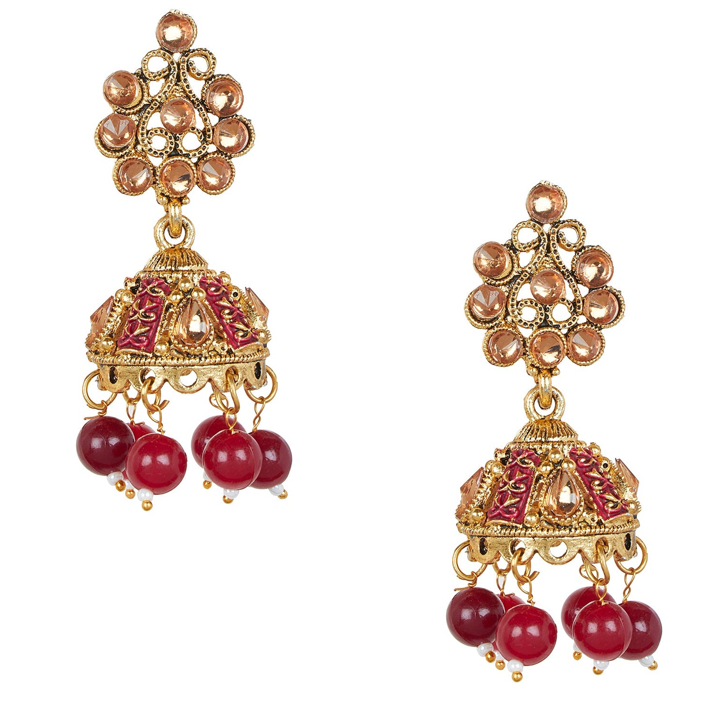 Shining Jewel 18K Antique Gold Plated One Gram Bridal Jewellery Combo Necklace Set with Tikka and Earrings for Women (SJ_2878_M)