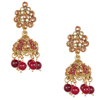 Shining Jewel 18K Antique Gold Plated One Gram Bridal Jewellery Combo Necklace Set with Tikka and Earrings for Women (SJ_2878_M)