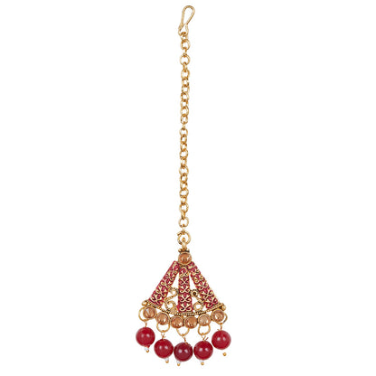 Shining Jewel 18K Antique Gold Plated One Gram Bridal Jewellery Combo Necklace Set with Tikka and Earrings for Women (SJ_2878_M)