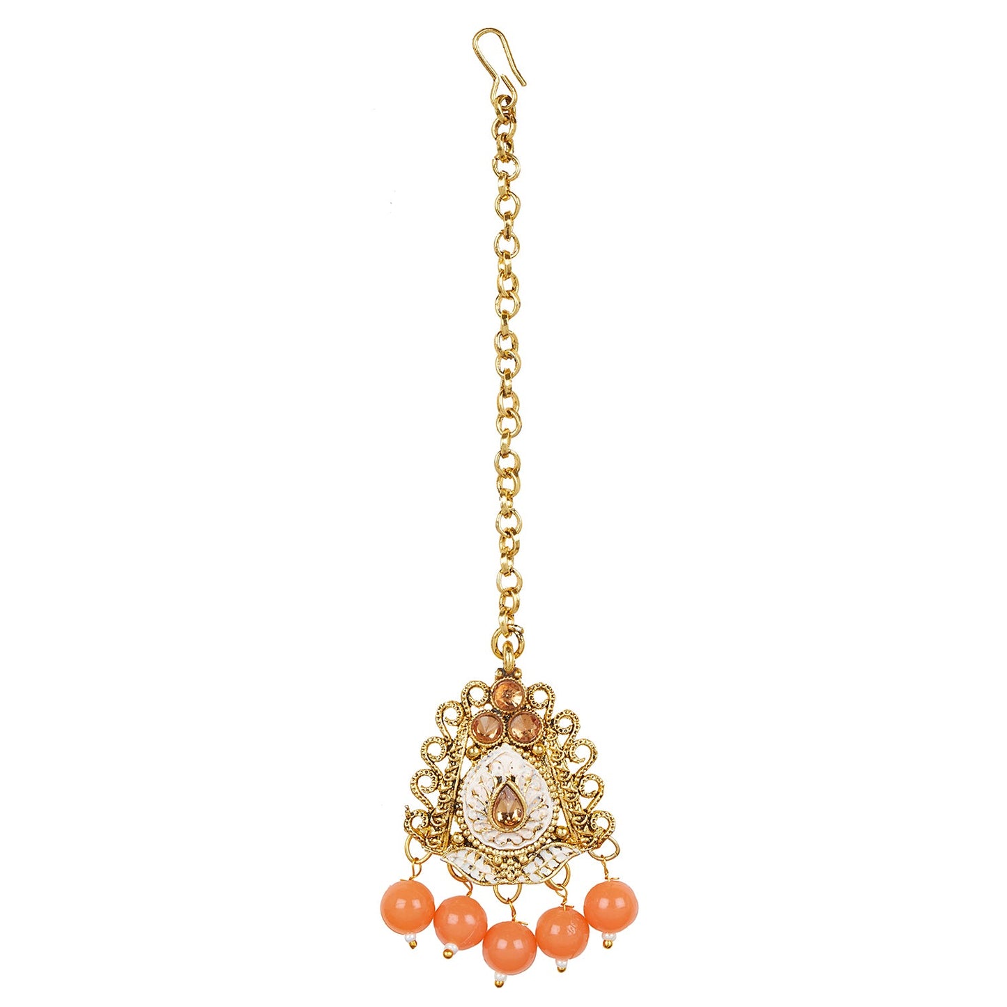 Shining Jewel 18K Antique Gold Plated One Gram Bridal Jewellery Combo Necklace Set with Tikka and Earrings for Women (SJ_2879_O)
