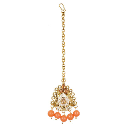 Shining Jewel 18K Antique Gold Plated One Gram Bridal Jewellery Combo Necklace Set with Tikka and Earrings for Women (SJ_2879_O)