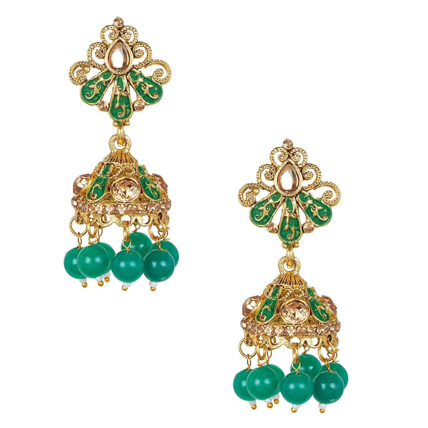 Shining Jewel 18K Antique Gold Plated One Gram Bridal Jewellery Combo Necklace Set with Tikka and Earrings for Women (SJ_2880_G)