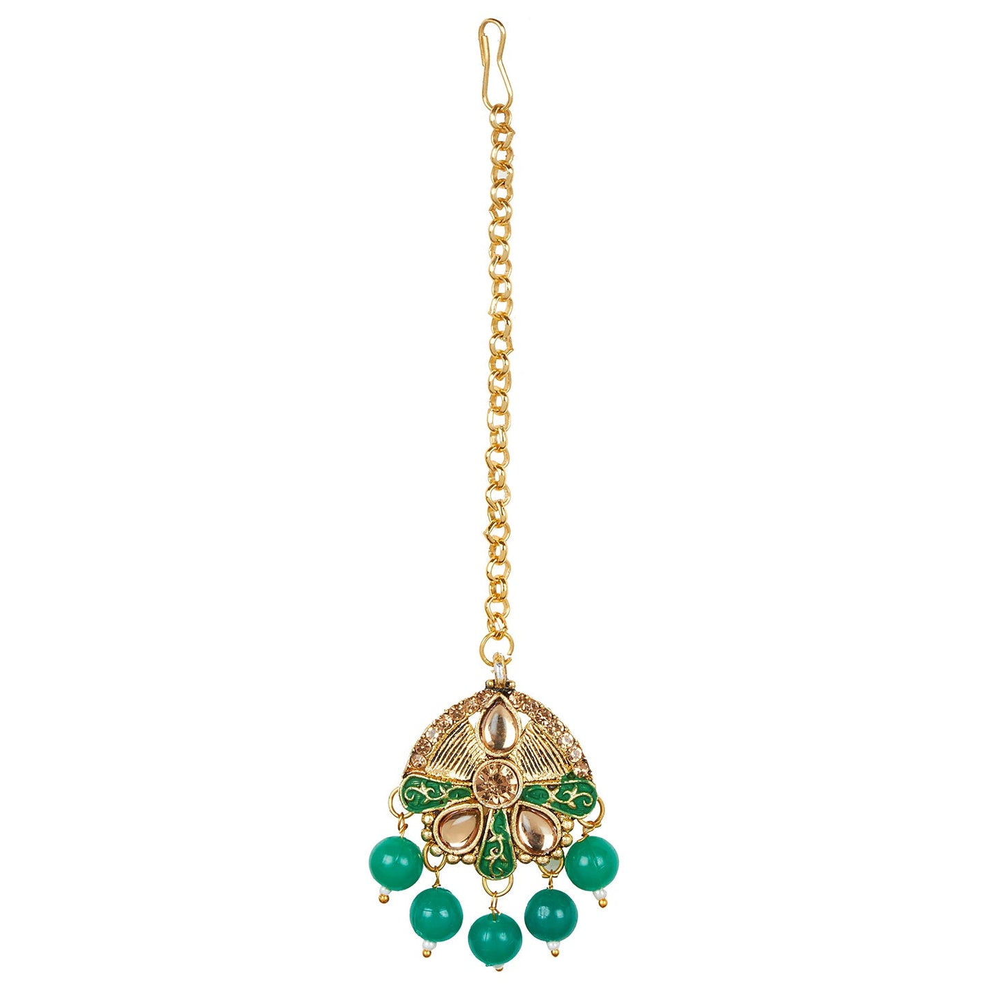 Shining Jewel 18K Antique Gold Plated One Gram Bridal Jewellery Combo Necklace Set with Tikka and Earrings for Women (SJ_2880_G)