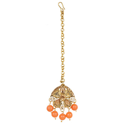 Shining Jewel 18K Antique Gold Plated One Gram Bridal Jewellery Combo Necklace Set with Tikka and Earrings for Women (SJ_2880_O)