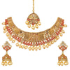 Shining Jewel 18K Antique Gold Plated One Gram Bridal Jewellery Combo Necklace Set with Tikka and Earrings for Women (SJ_2880_R)