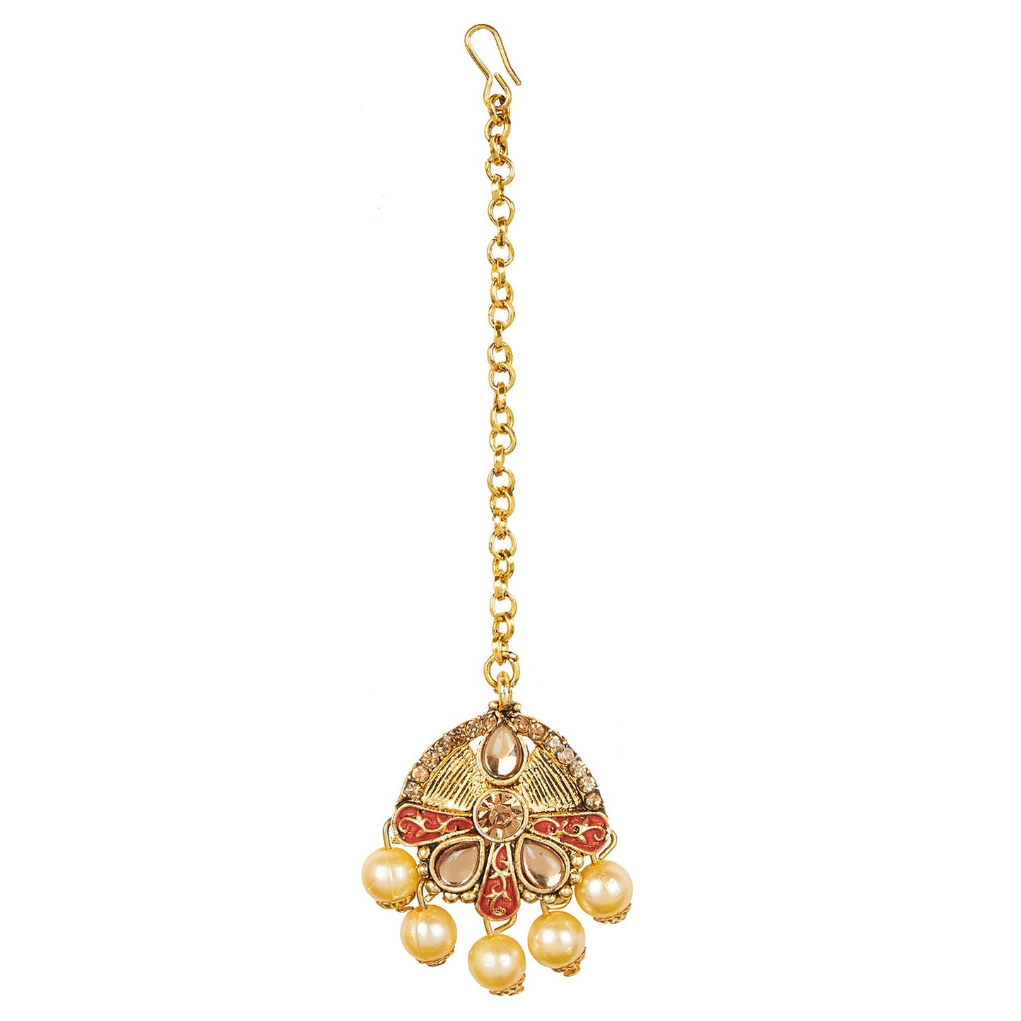 Shining Jewel 18K Antique Gold Plated One Gram Bridal Jewellery Combo Necklace Set with Tikka and Earrings for Women (SJ_2880_R)
