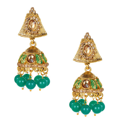 Shining Jewel 18K Antique Gold Plated One Gram Bridal Jewellery Combo Necklace Set with Tikka and Earrings for Women (SJ_2881_G)