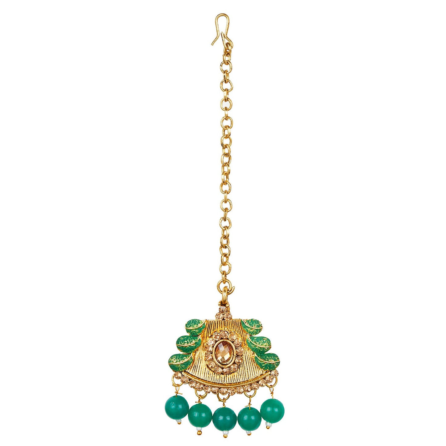 Shining Jewel 18K Antique Gold Plated One Gram Bridal Jewellery Combo Necklace Set with Tikka and Earrings for Women (SJ_2881_G)