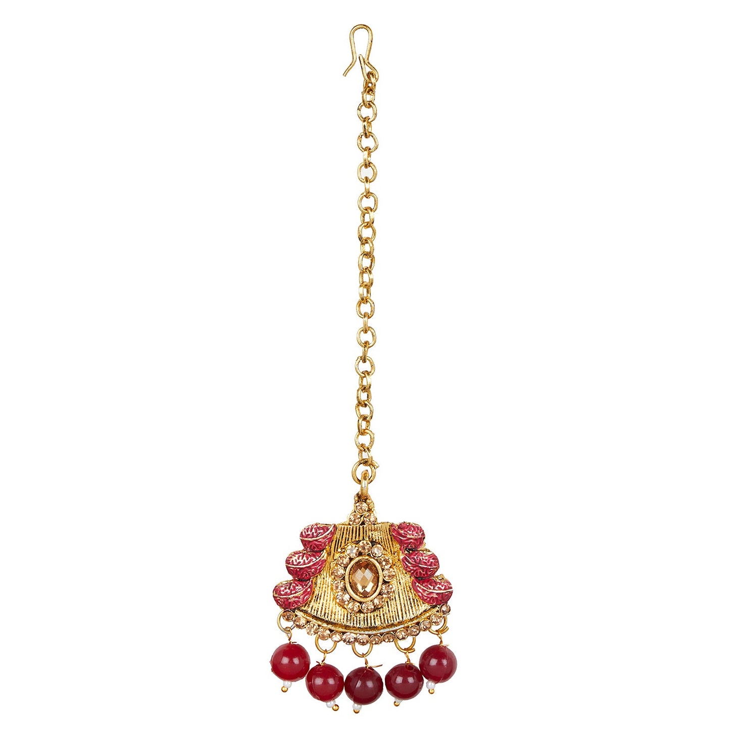 Shining Jewel 18K Antique Gold Plated One Gram Bridal Jewellery Combo Necklace Set with Tikka and Earrings for Women (SJ_2881_M)