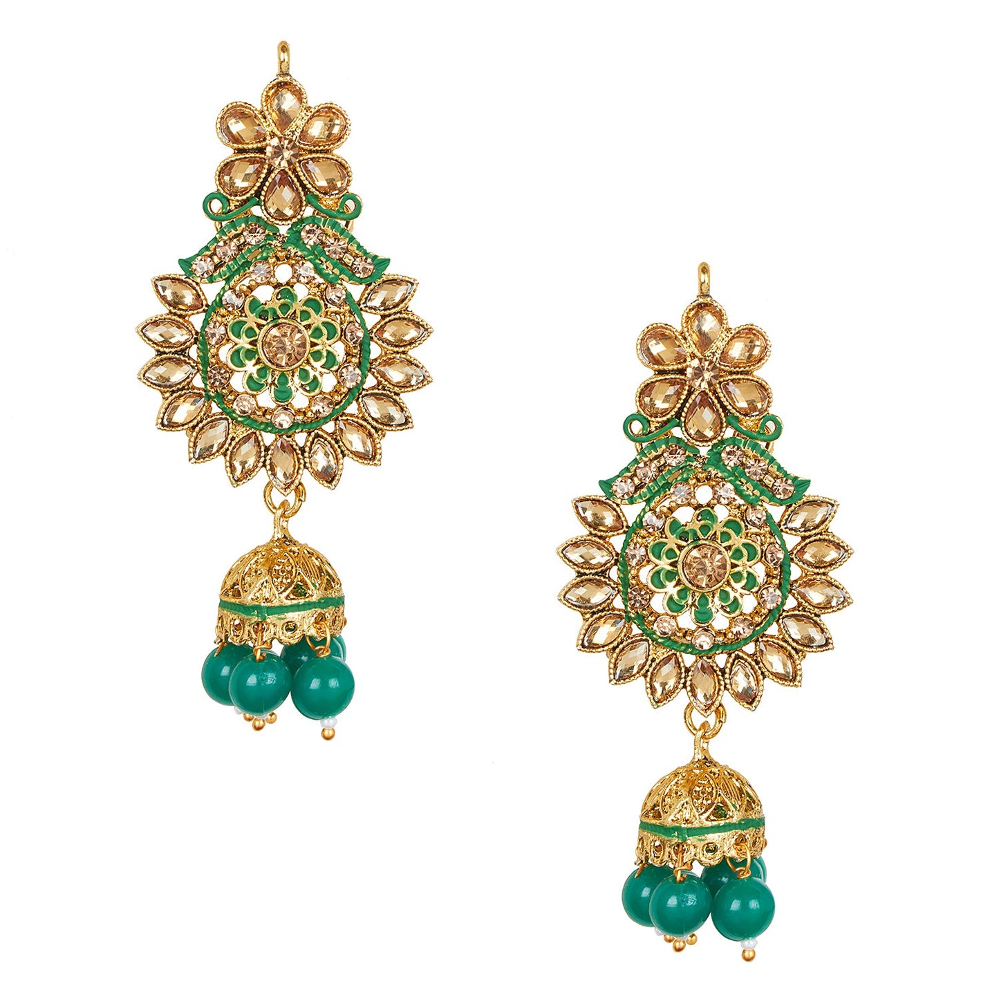 Shining Jewel 18K Antique Gold Plated One Gram Bridal Jewellery Combo Necklace Set with Tikka and Earrings for Women (SJ_2882_G)