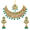 Shining Jewel 18K Antique Gold Plated One Gram Bridal Jewellery Combo Necklace Set with Tikka and Earrings for Women (SJ_2883_G)